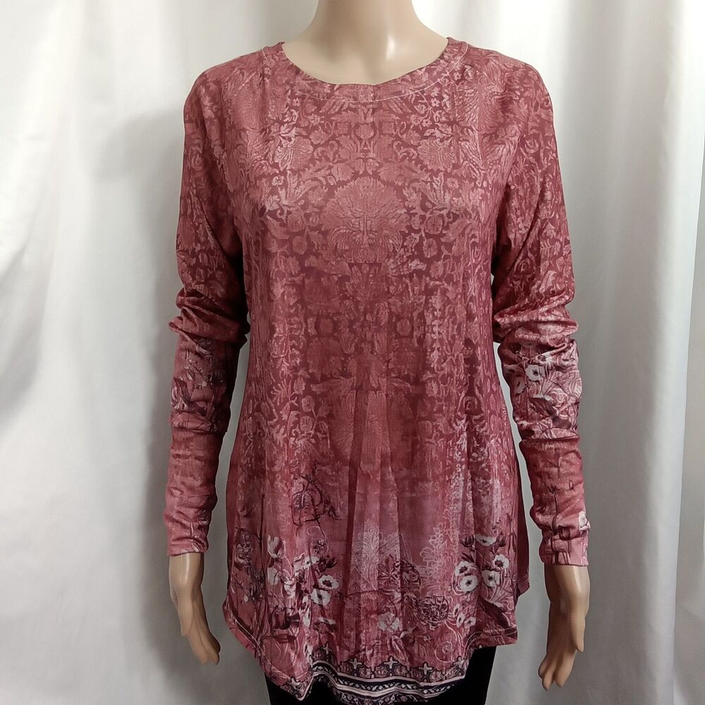 Unbranded‎ Womens Small Long Sleeve Floral Pink White Black Thumb Holes